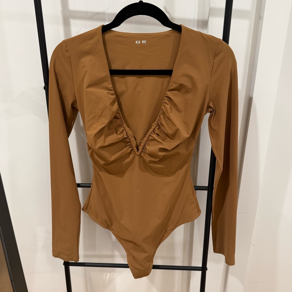 ALIX NYC Tan V-Neck Bodysuit